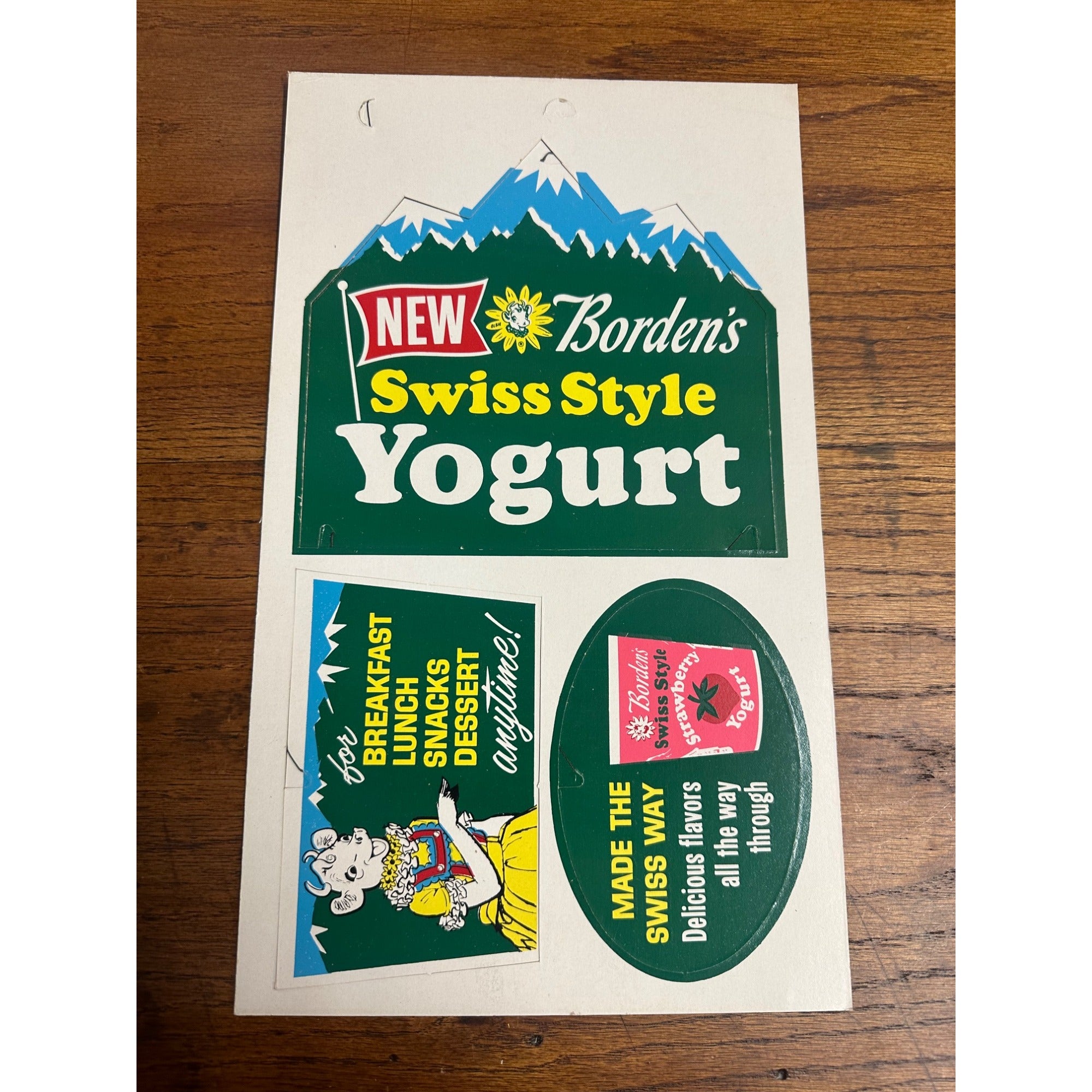 RARE Vintage 1960s Borden's Swiss Yogurt Store Advertising Display Sign Elsie Cow