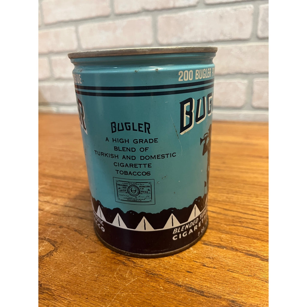 Vintage Bugler Tobacco Tin 7 Oz. Blended Turkish & Domestic Cigarette Tobacco Can