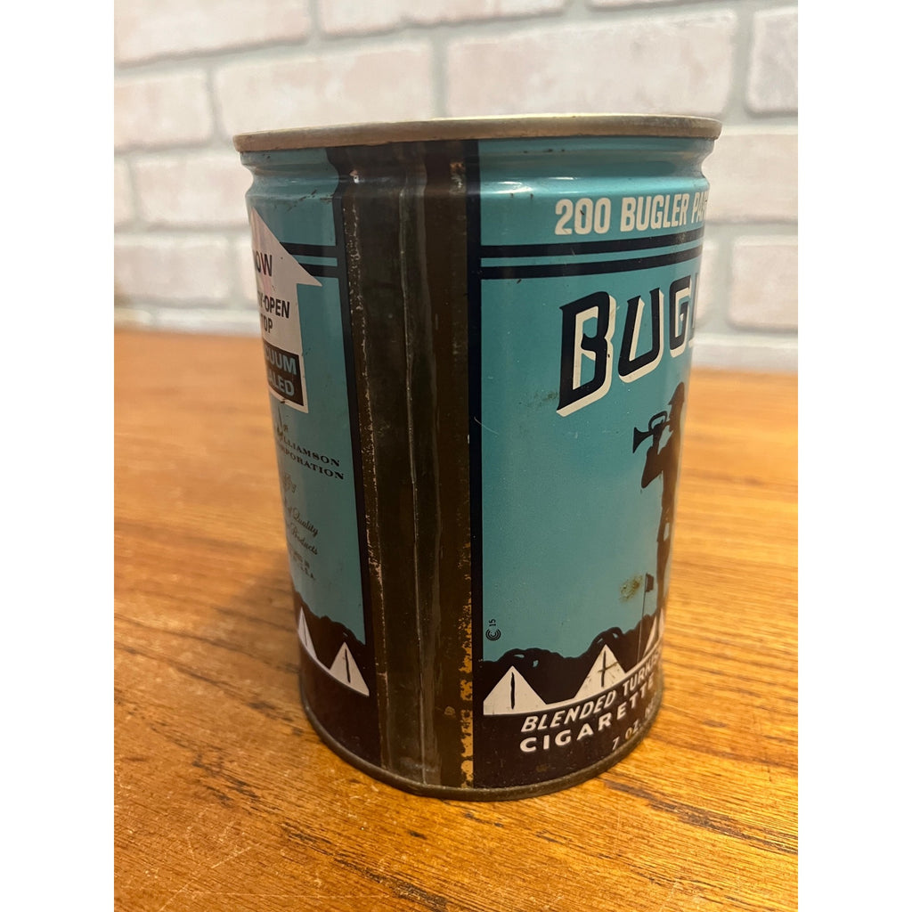 Vintage Bugler Tobacco Tin 7 Oz. Blended Turkish & Domestic Cigarette Tobacco Can