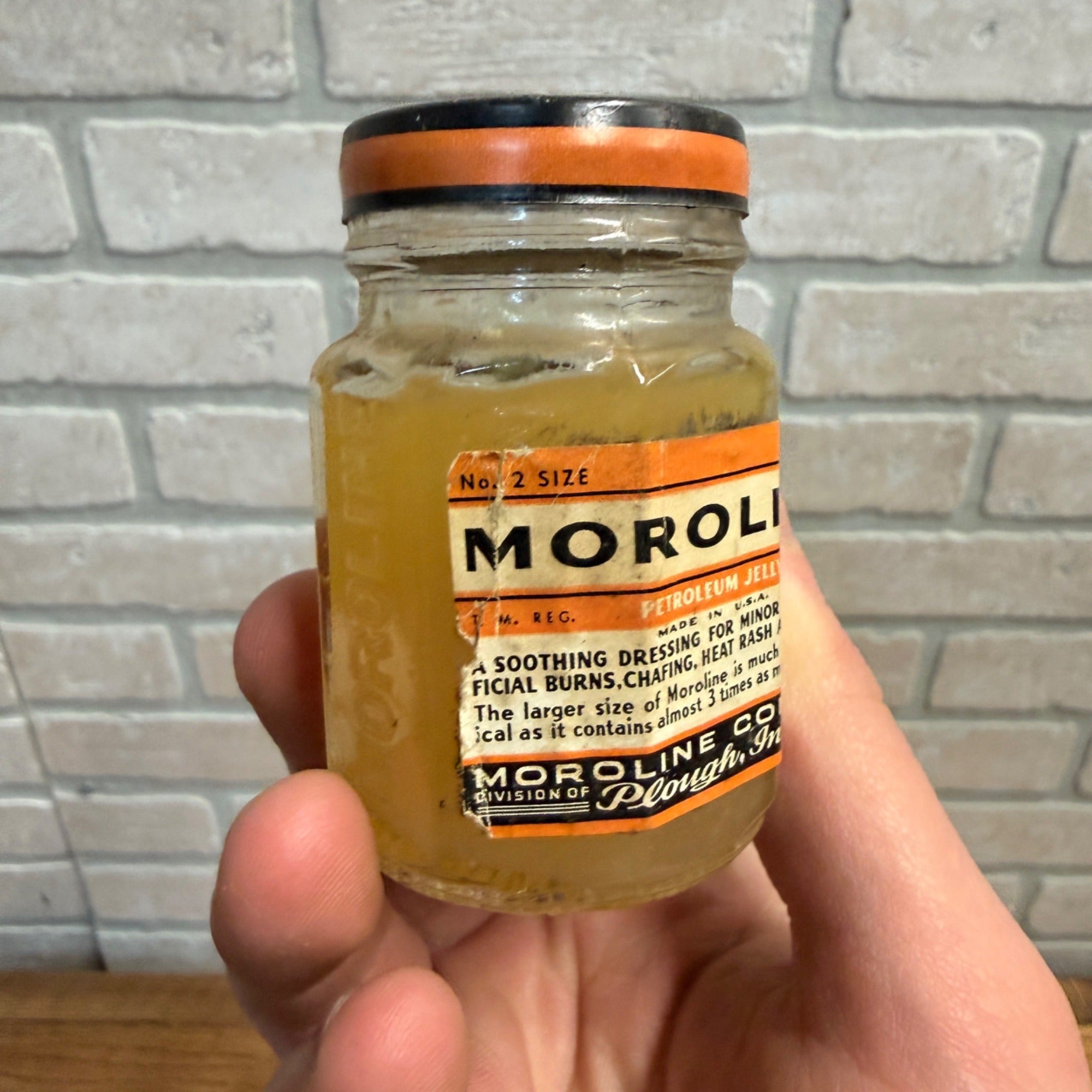 Vintage Pharmacy Drug Store Moroline Petroleum Jelly Jar No 2 Size