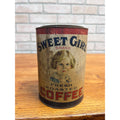 RARE Vintage Sweet Girl Coffee 1lb Empty Can Advertising Geo. Rasmussen Co.