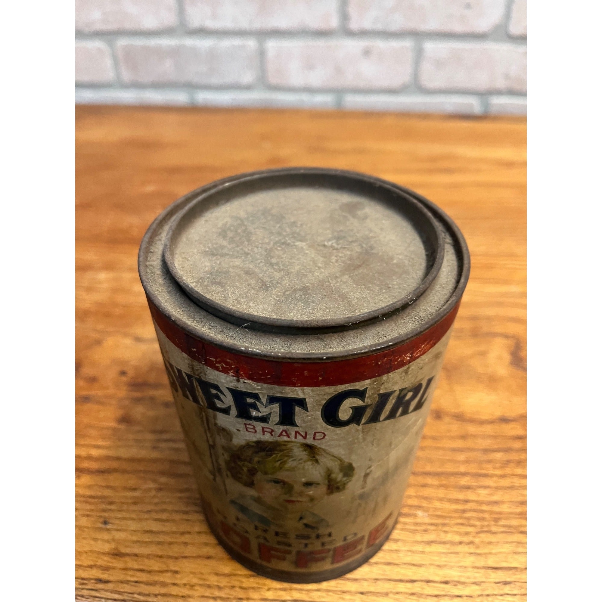 RARE Vintage Sweet Girl Coffee 1lb Empty Can Advertising Geo. Rasmussen Co.