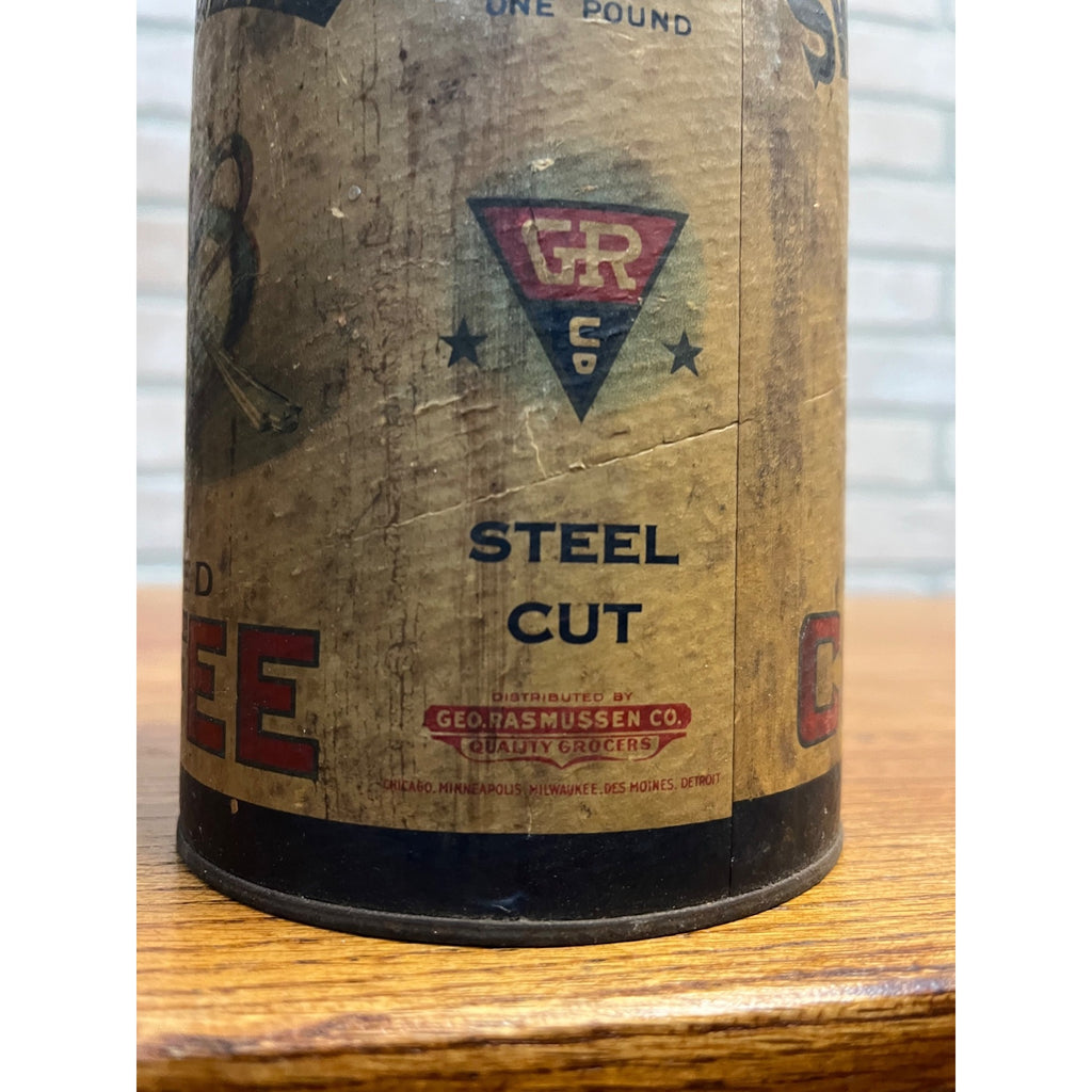 RARE Vintage Sweet Girl Coffee 1lb Empty Can Advertising Geo. Rasmussen Co.