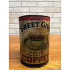 RARE Vintage Sweet Girl Coffee 1lb Empty Can Advertising Geo. Rasmussen Co.