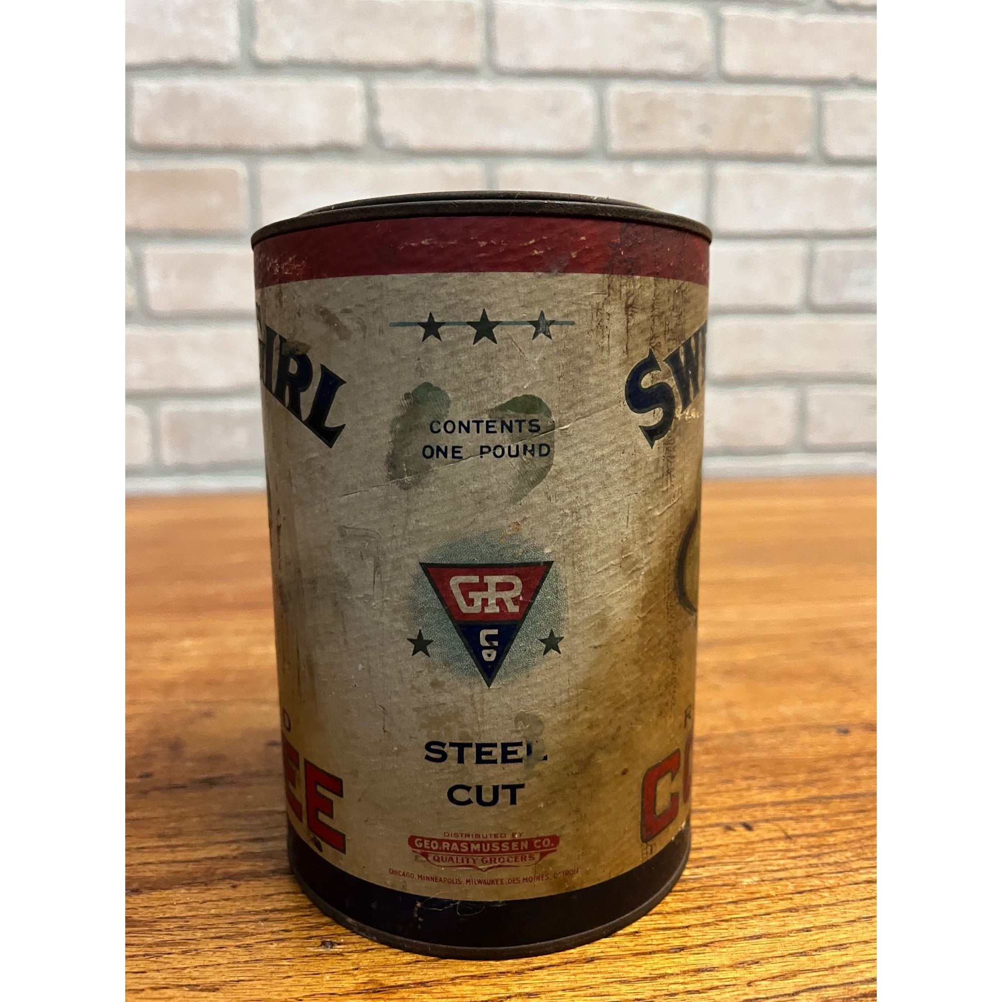 RARE Vintage Sweet Girl Coffee 1lb Empty Can Advertising Geo. Rasmussen Co.