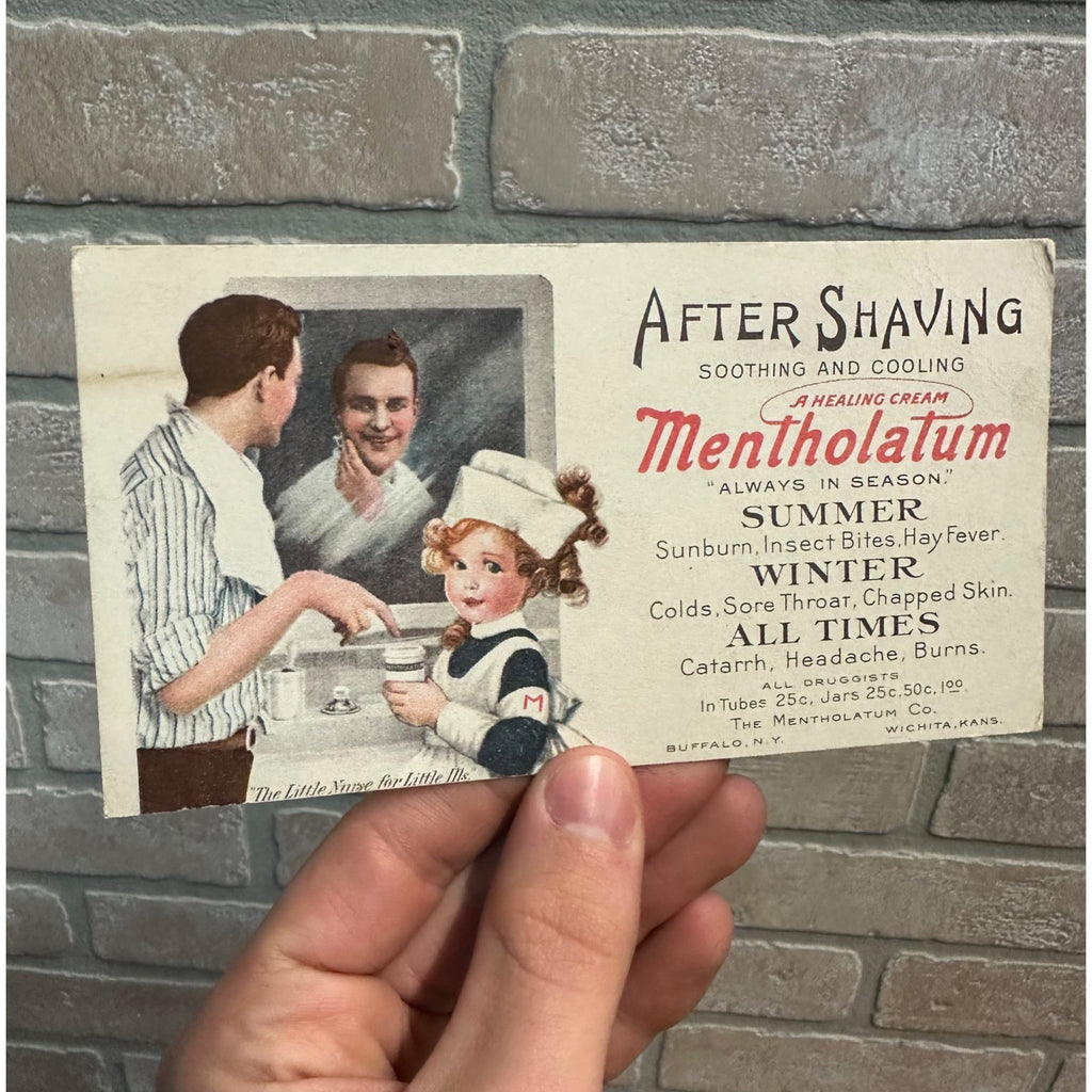 Antique Metholatum After Shave Cream Advertising Ink Blotter Card