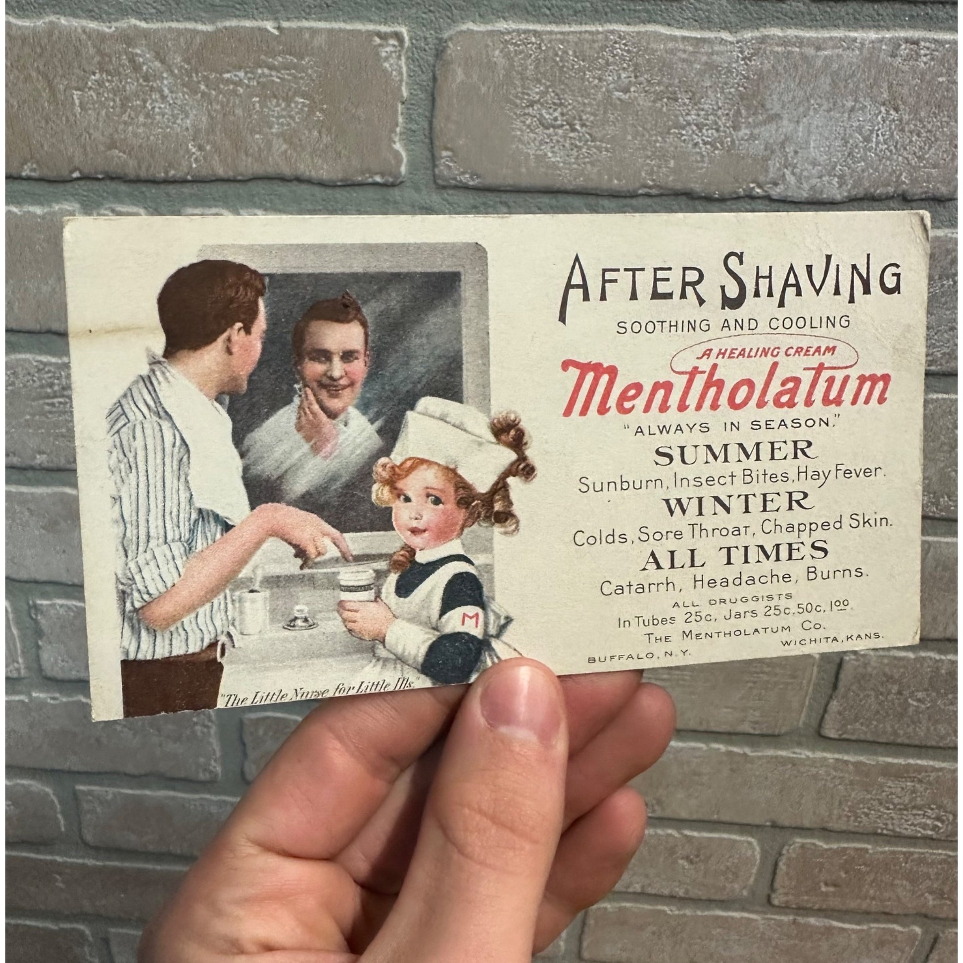 Antique Metholatum After Shave Cream Advertising Ink Blotter Card