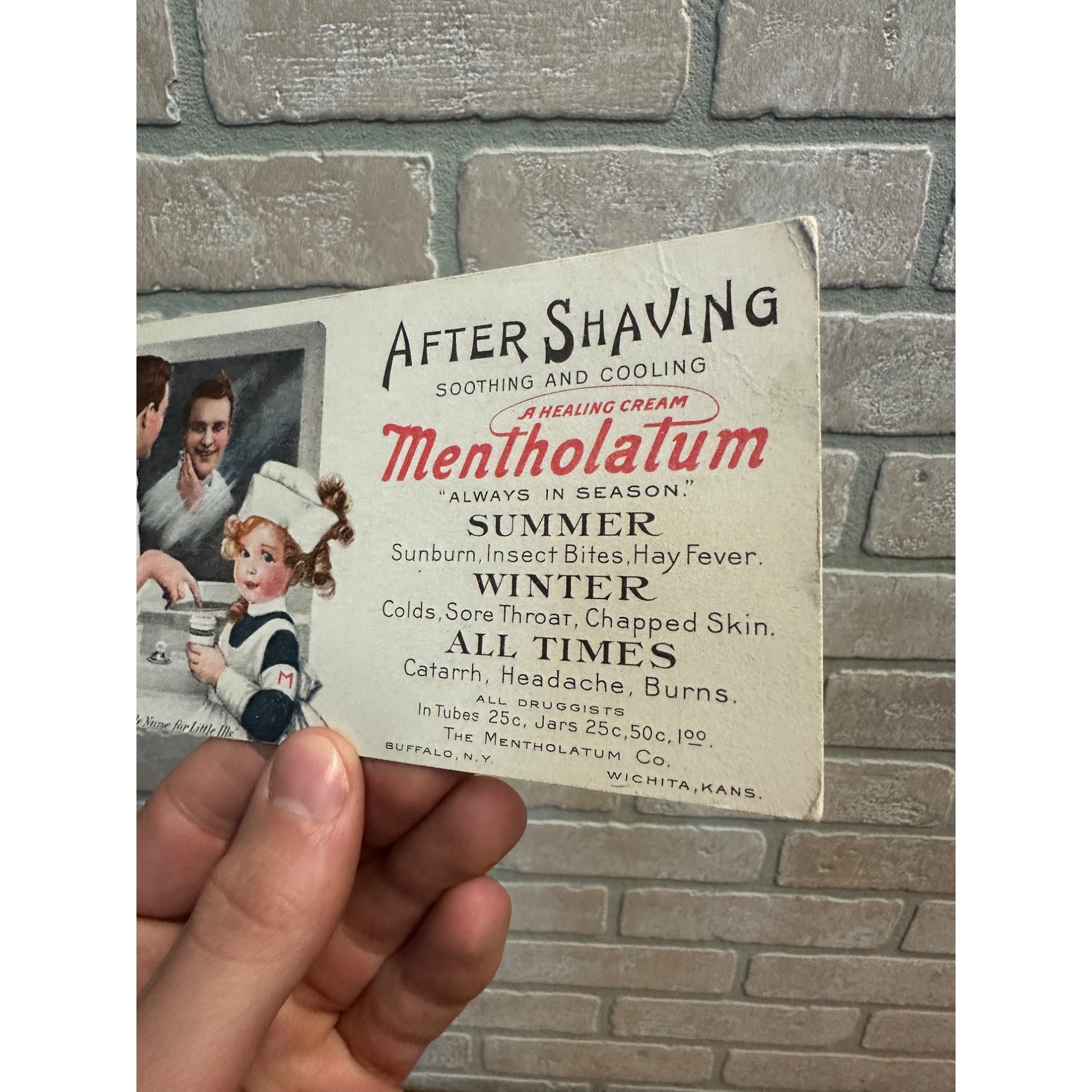 Antique Metholatum After Shave Cream Advertising Ink Blotter Card
