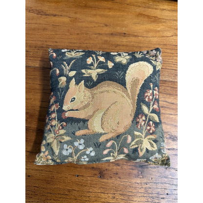 Vintage French Medieval Tapestry Floral Cushion 8"x8" Pillows (3) Rabbit, Squirrel Alphabet