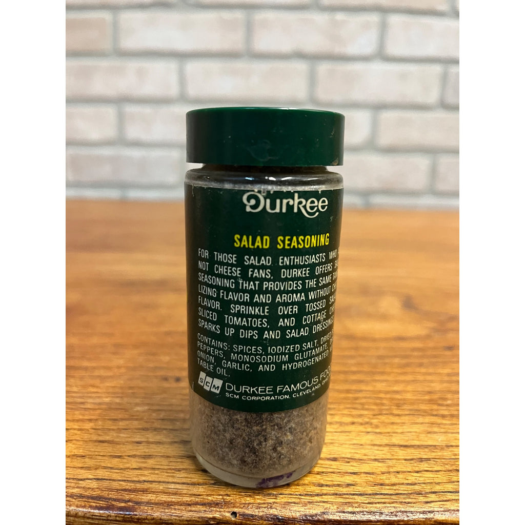 Retro Vintage 1970s Durkee Salad Seasoning Glass Spice Jar FULL