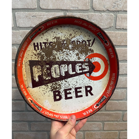 Vintage 1950s People's Beer Tray Oshkosh Wis Advertising Brewing Co. Rough