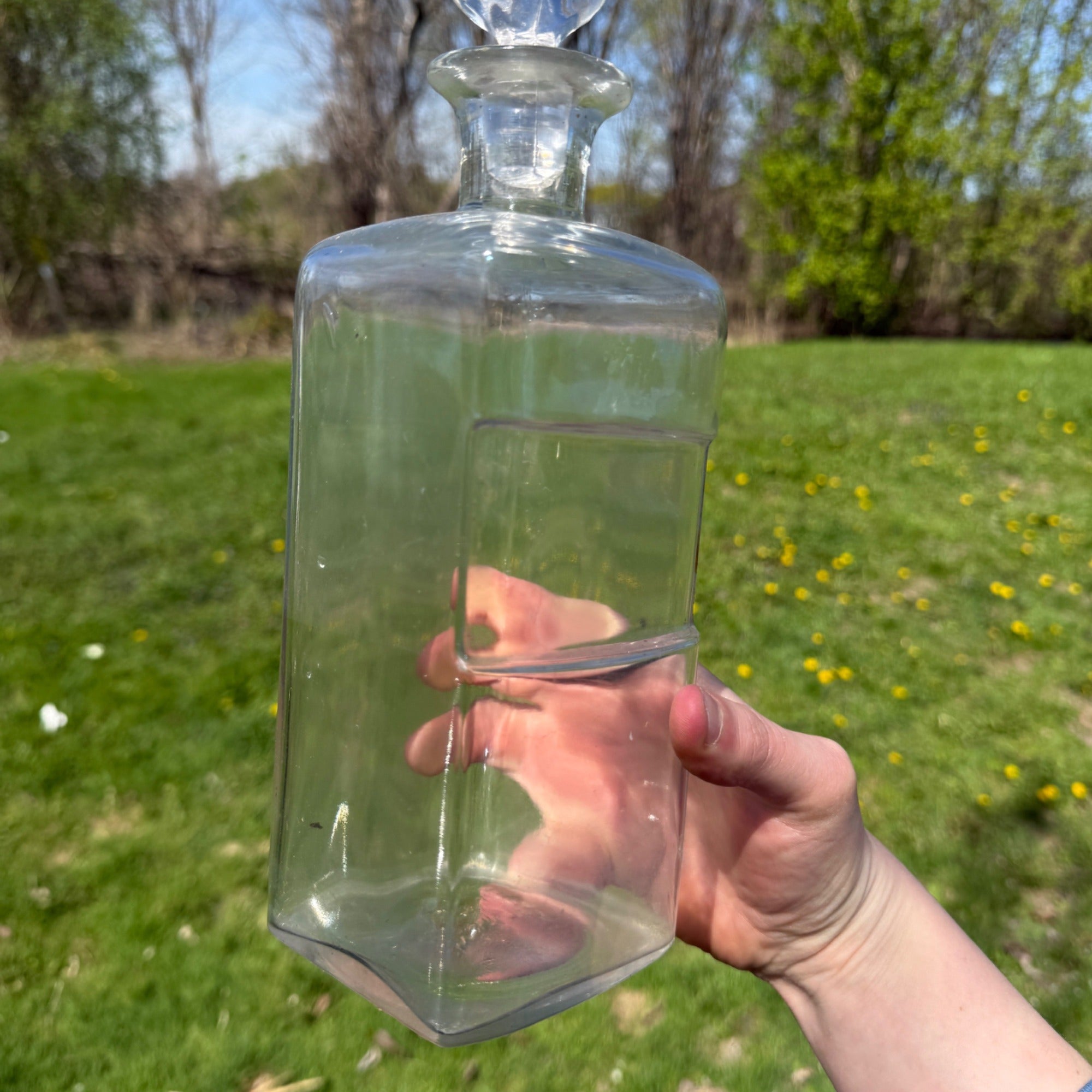 Antique Apothecary Jar Ground Glass Dakota Pat March 6 1894 W/ Stopper 1800s