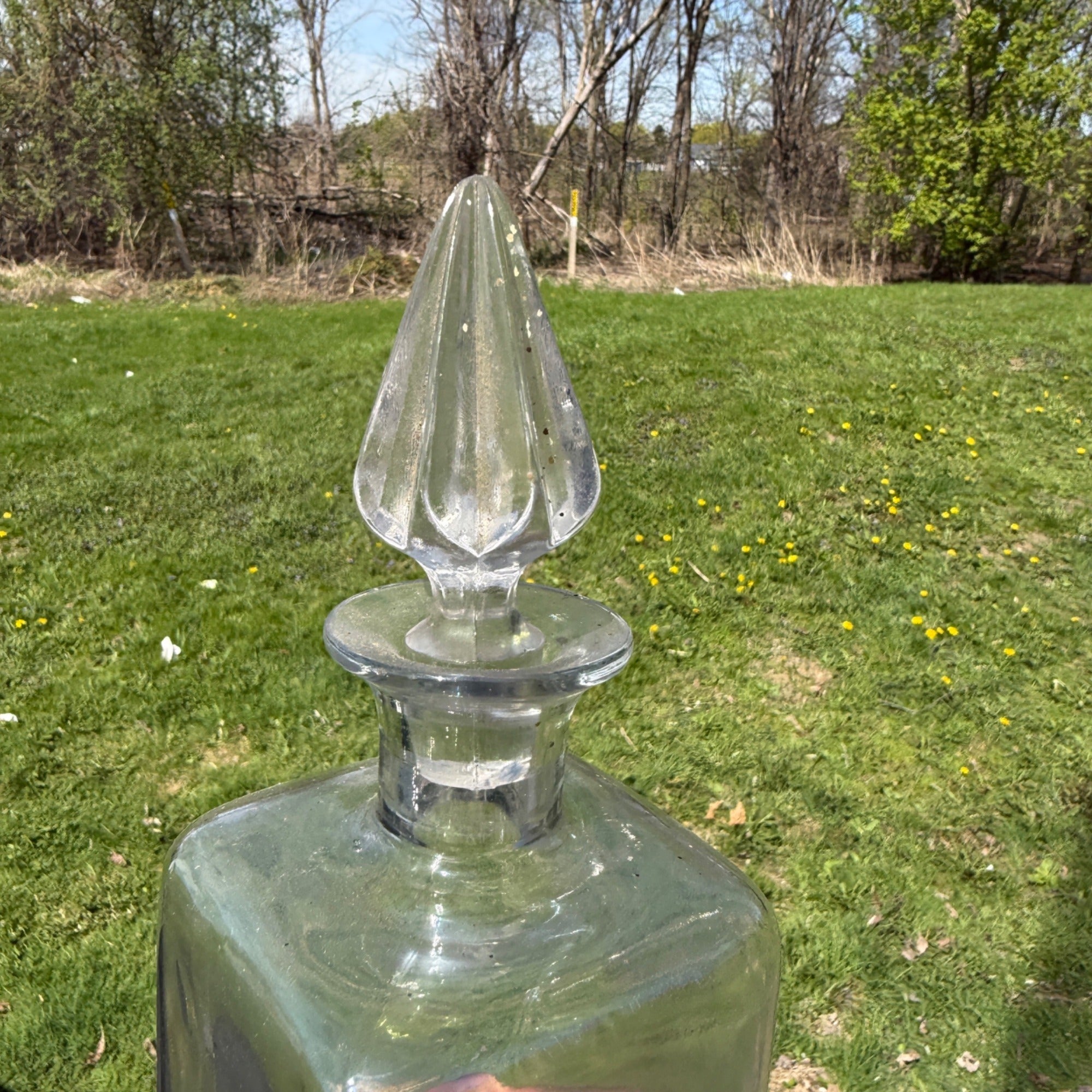 Antique Apothecary Jar Ground Glass Dakota Pat March 6 1894 W/ Stopper 1800s