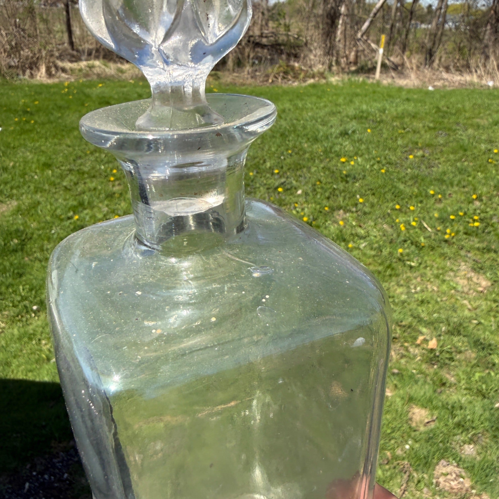 Antique Apothecary Jar Ground Glass Dakota Pat March 6 1894 W/ Stopper 1800s