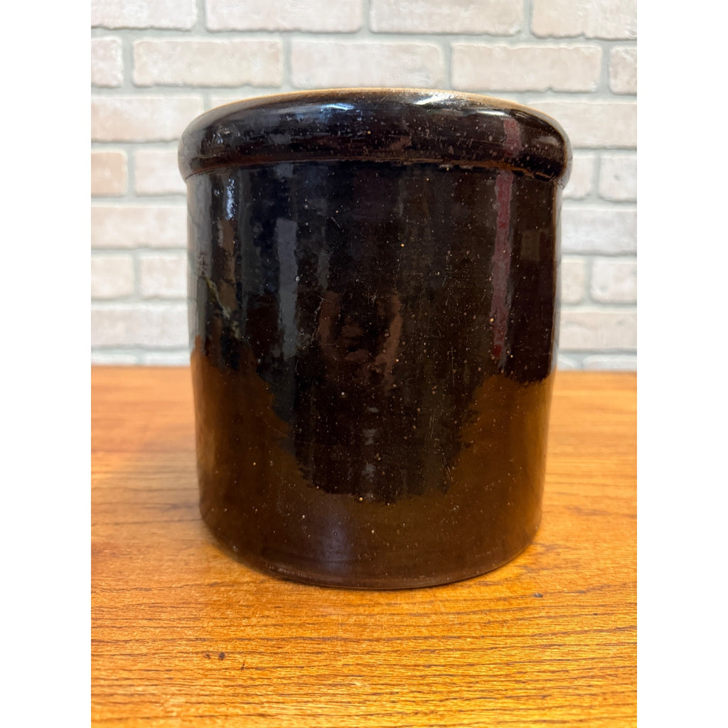 Vintage 1 Gallon Brown Glazed Stoneware Crock Primitive Farmhouse