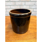 Vintage 1 Gallon Brown Glazed Stoneware Crock Primitive Farmhouse