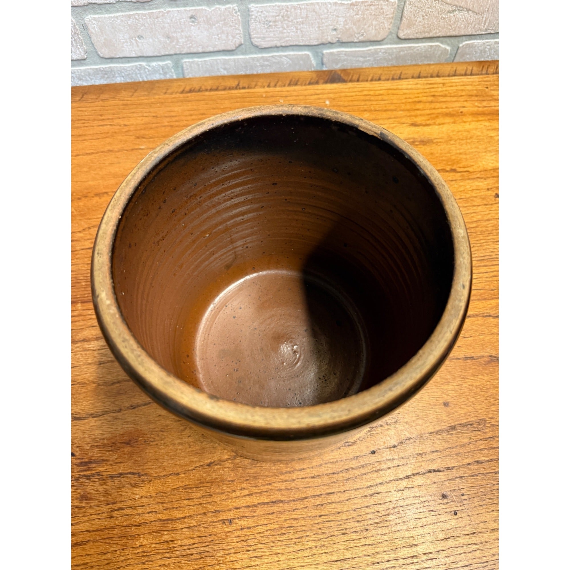 Vintage 1 Gallon Brown Glazed Stoneware Crock Primitive Farmhouse