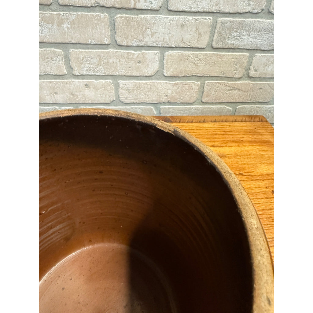 Vintage 1 Gallon Brown Glazed Stoneware Crock Primitive Farmhouse