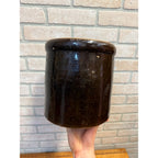 Vintage 1 Gallon Brown Glazed Stoneware Crock Primitive Farmhouse