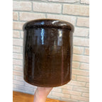 Vintage 1 Gallon Brown Glazed Stoneware Crock Primitive Farmhouse