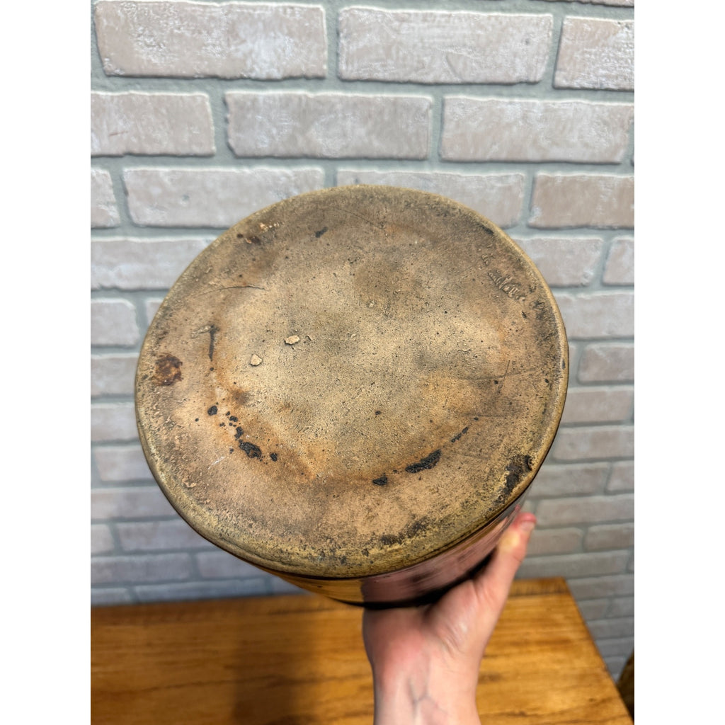 Vintage 1 Gallon Brown Glazed Stoneware Crock Primitive Farmhouse