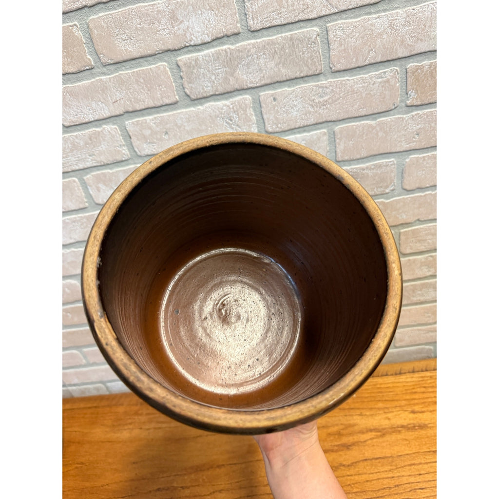 Vintage 1 Gallon Brown Glazed Stoneware Crock Primitive Farmhouse