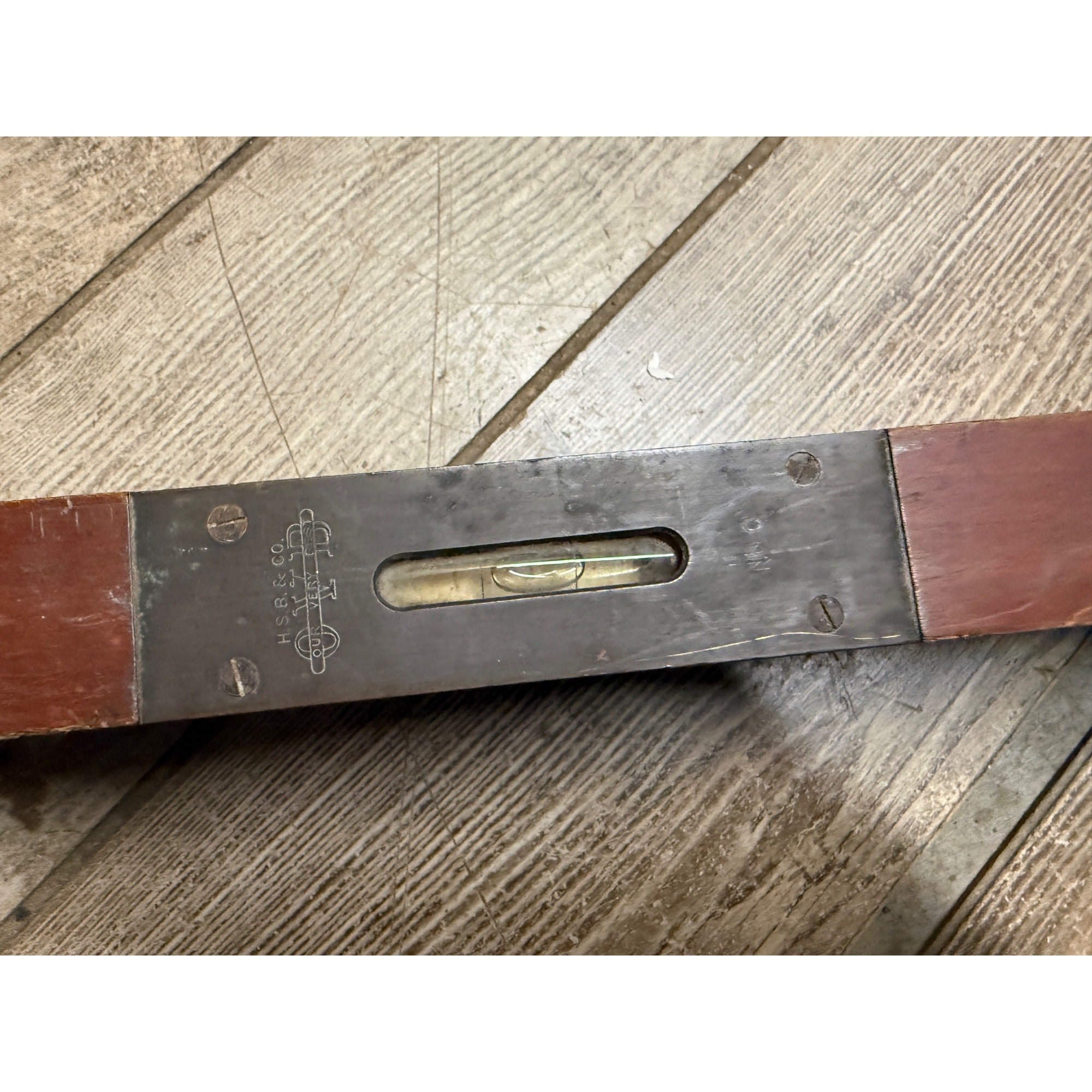 Vintage Wood Bubble Level H.S.B & Co. OVB Our Very Best 30" No. 0 Brass Accent Plate