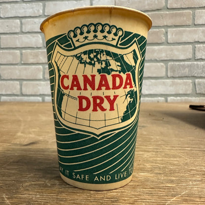 Vintage Canada Dry Soda Paper Wax Cup 7oz Promotional Ginger Ale