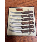 Vintage Chicago Cutlery Steak Knives #103S Set Of Six With Wooden Handles