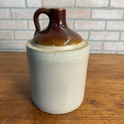 Antique Primitive 1 Gallon Stoneware Two-Tone Moonshine Shoulder Jug Crock