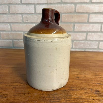 Antique Primitive 1 Gallon Stoneware Two-Tone Moonshine Shoulder Jug Crock