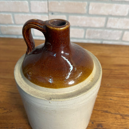 Antique Primitive 1 Gallon Stoneware Two-Tone Moonshine Shoulder Jug Crock