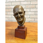 SCARCE Vintage Donald Healey Artist Signed Plaster Bust Sculpture Statue Austin