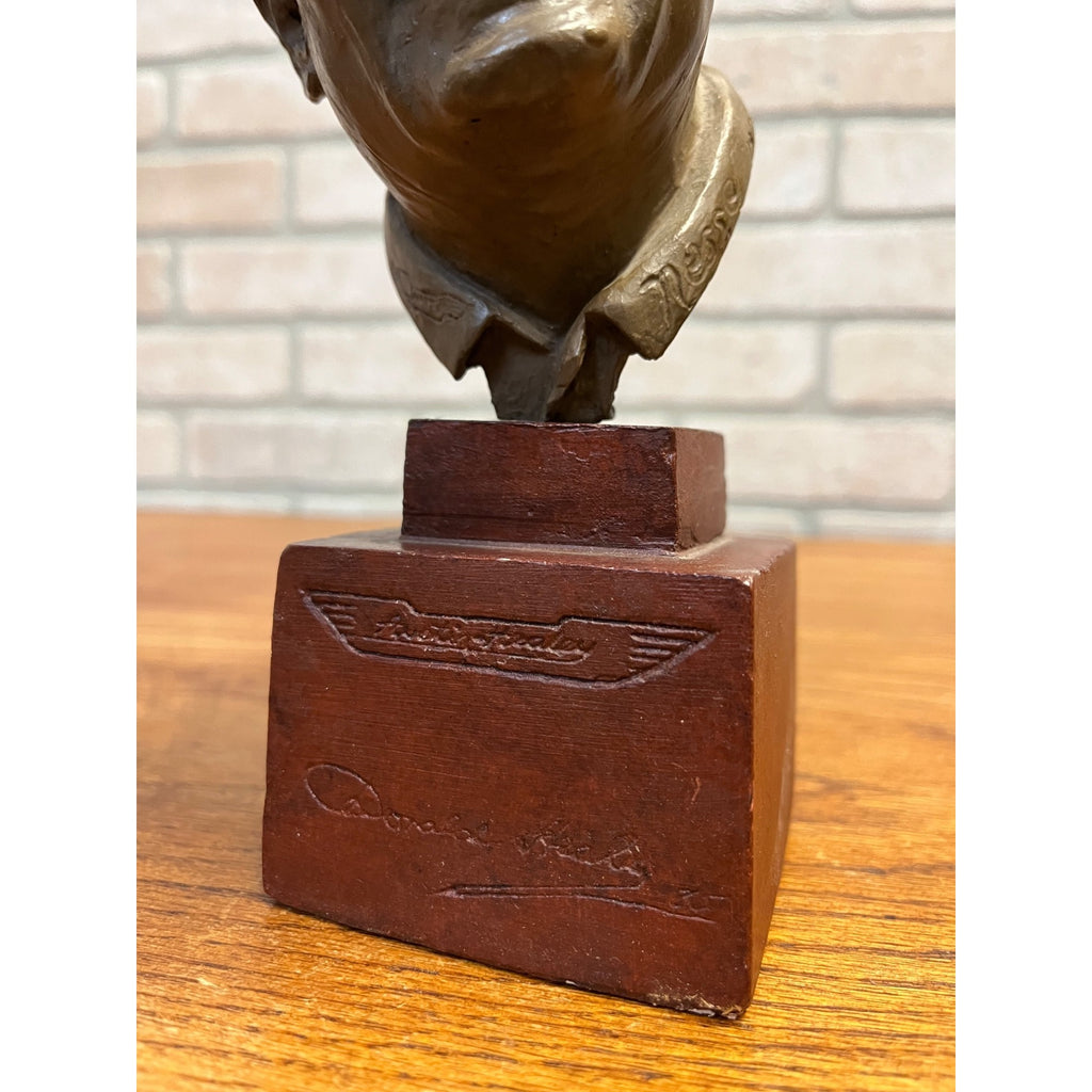 SCARCE Vintage Donald Healey Artist Signed Plaster Bust Sculpture Statue Austin