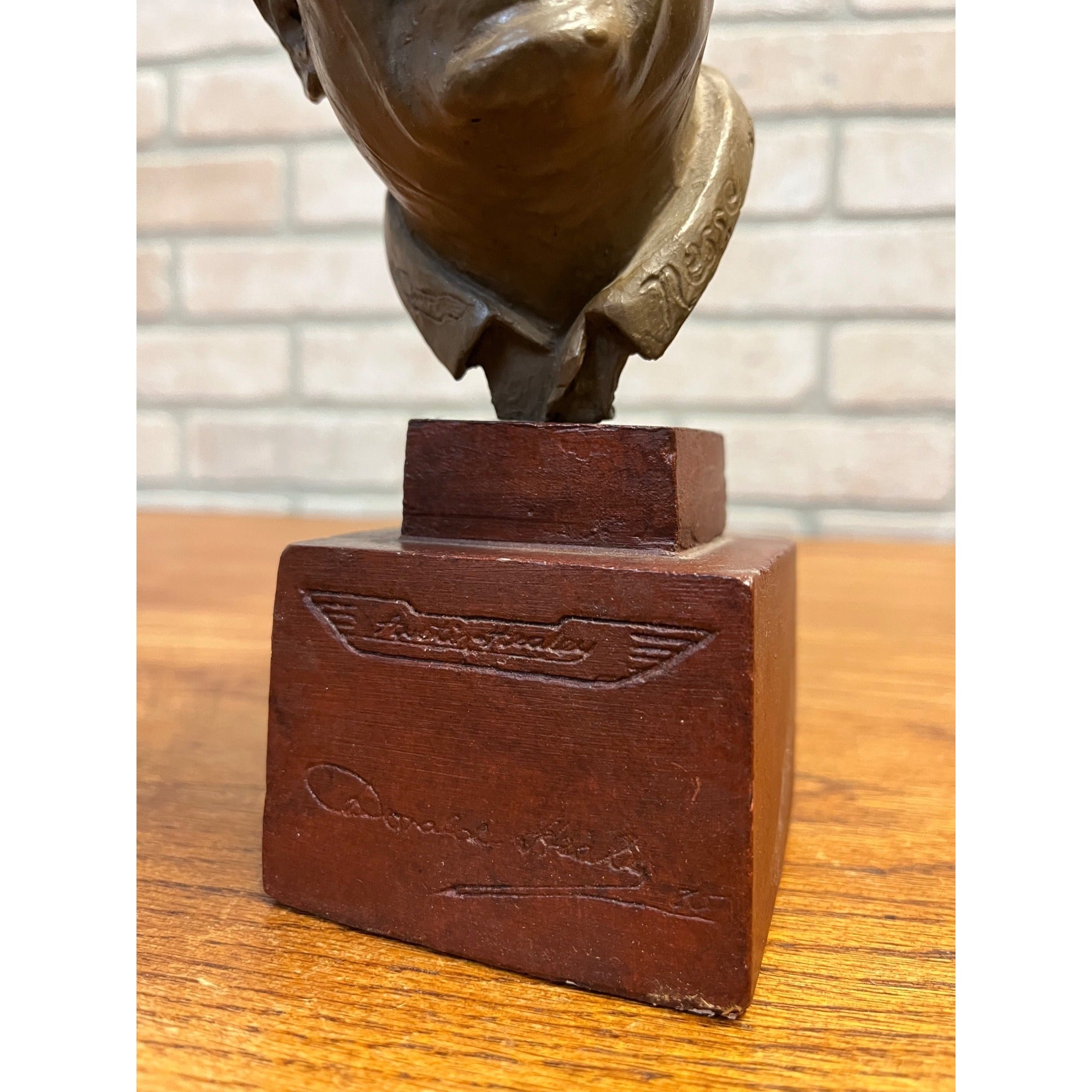 SCARCE Vintage Donald Healey Artist Signed Plaster Bust Sculpture Statue Austin