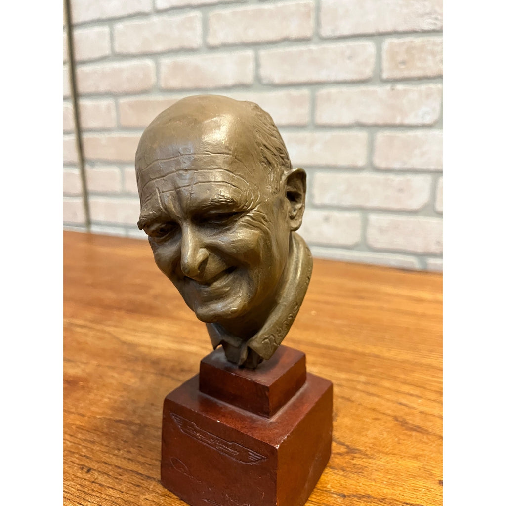 SCARCE Vintage Donald Healey Artist Signed Plaster Bust Sculpture Statue Austin