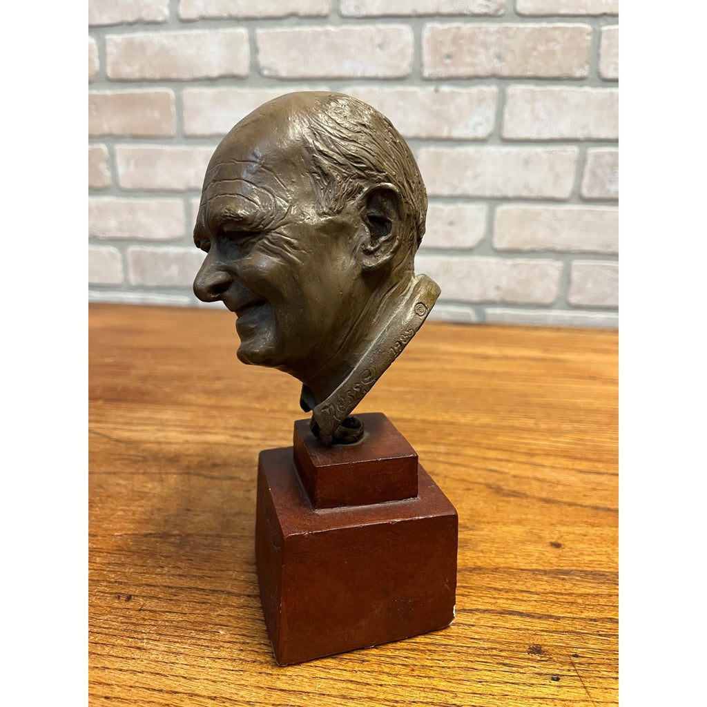 SCARCE Vintage Donald Healey Artist Signed Plaster Bust Sculpture Statue Austin