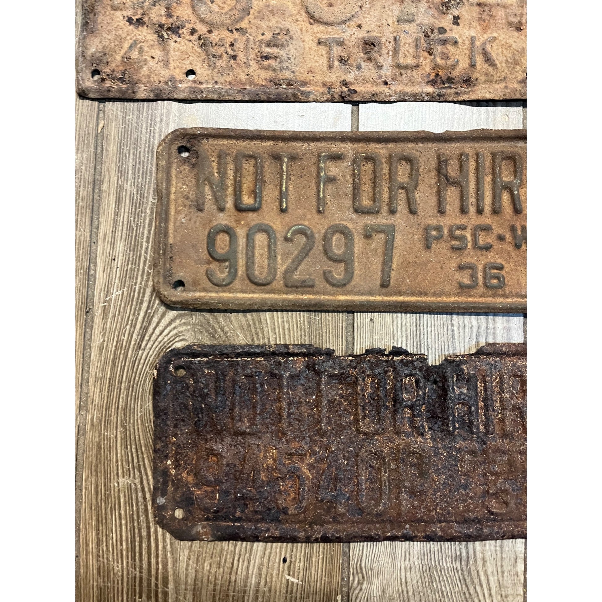 Wisconsin Public Service Commission Not For Hire License Plates 1941, 1937, 1936