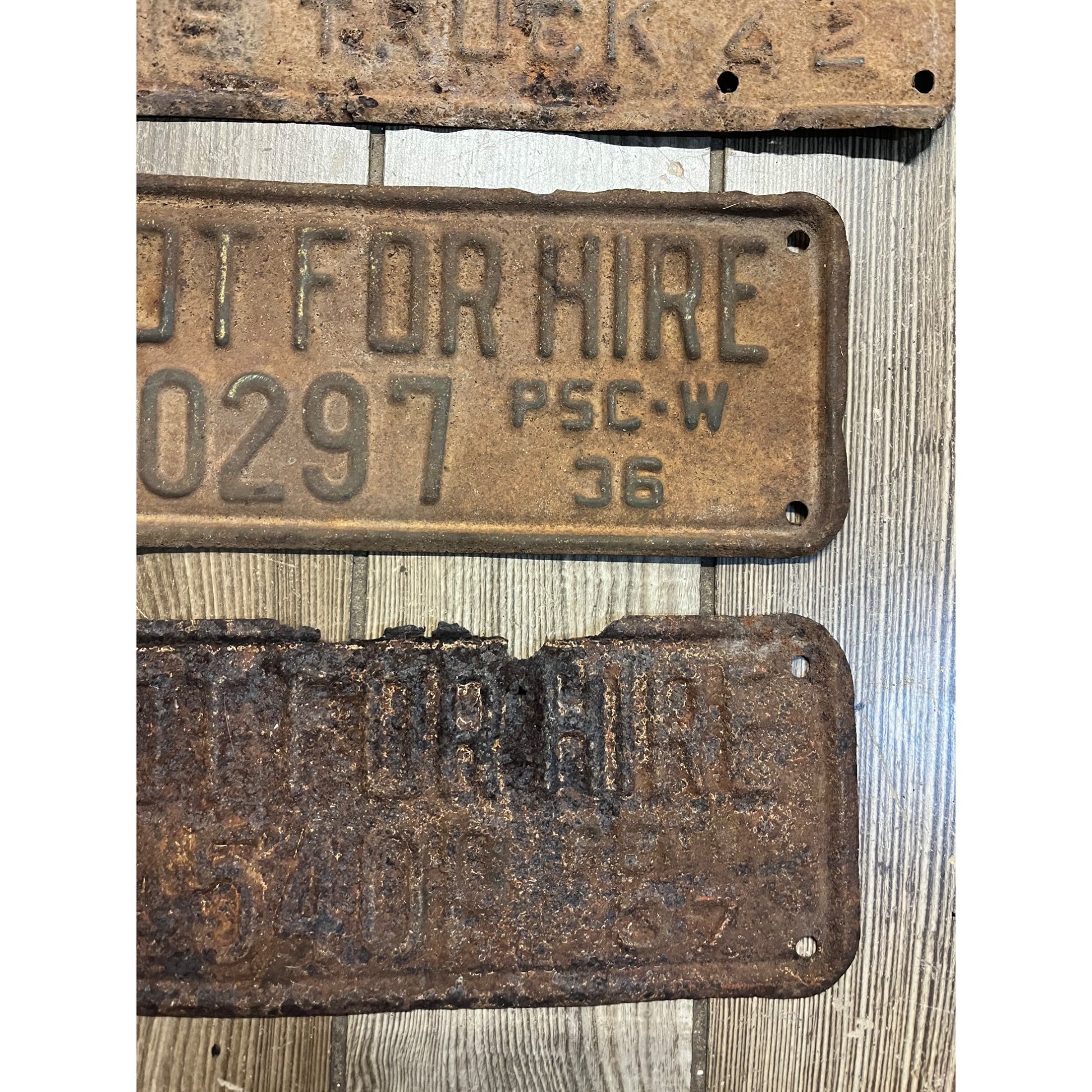 Wisconsin Public Service Commission Not For Hire License Plates 1941, 1937, 1936