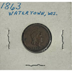 1863 WATERTOWN WISCONSIN CIVIL WAR TOKEN J MOULTON GROCER RARE MERCHANT