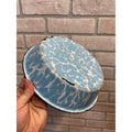 Antique Primitive Blue & White Swirl Enamelware Shallow Bowl Farmhouse Kitchen Decor