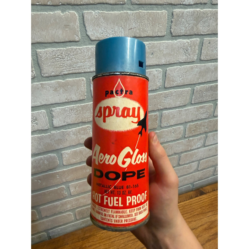 Vintage 1960s Pactra Spray Aero Gloss Dope Hot Fuel Space Age - Blue