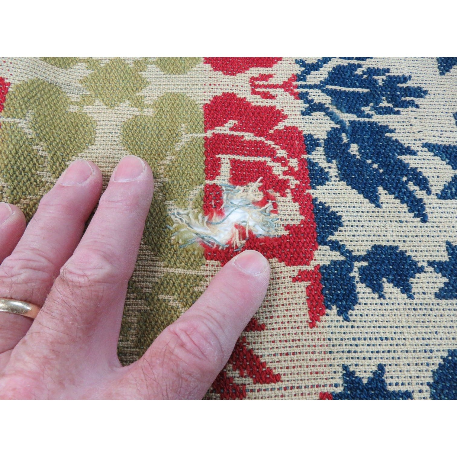 Antique 3 Color Woven Coverlet JH March Co. 1842 Salona Clinton Cty Pennsylvania