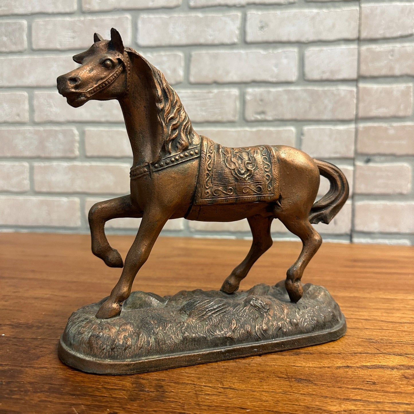 Antique Vintage Metal French Spelter Horse Statue Arabian Horse Clock Topper