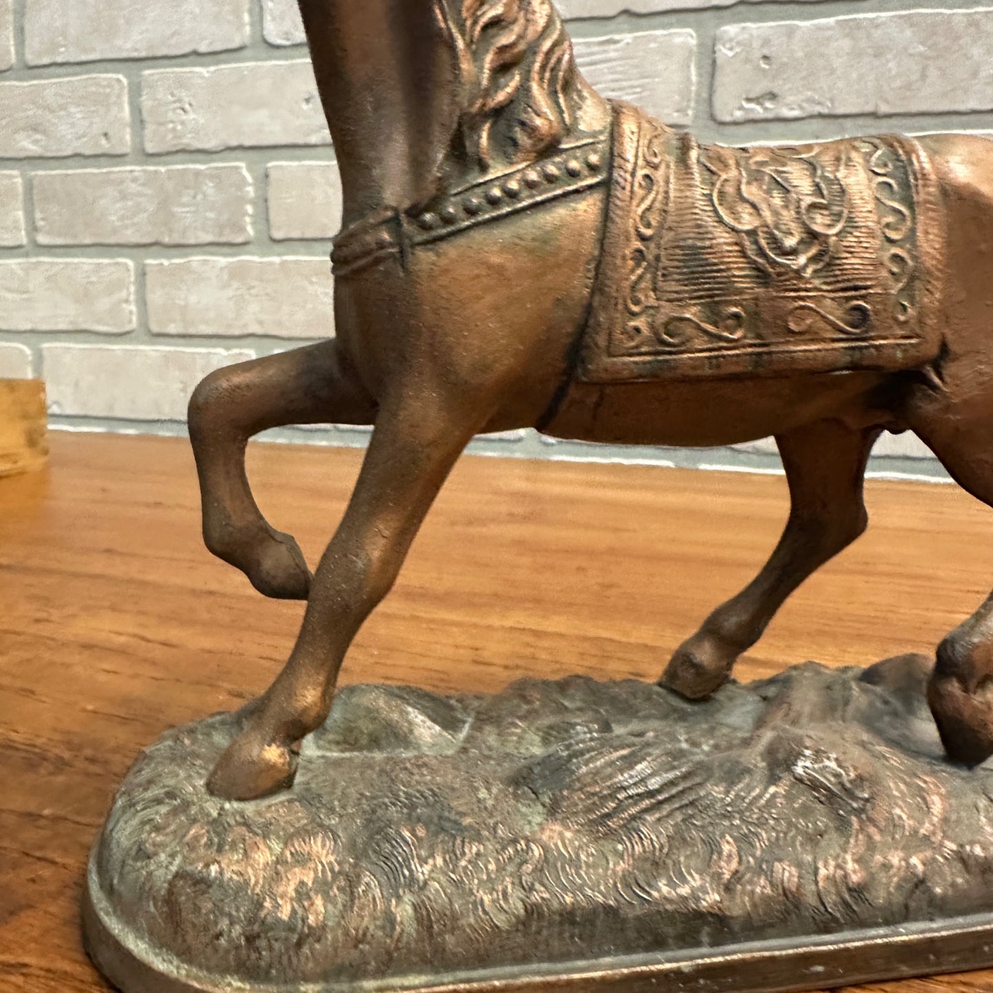 Antique Vintage Metal French Spelter Horse Statue Arabian Horse Clock Topper