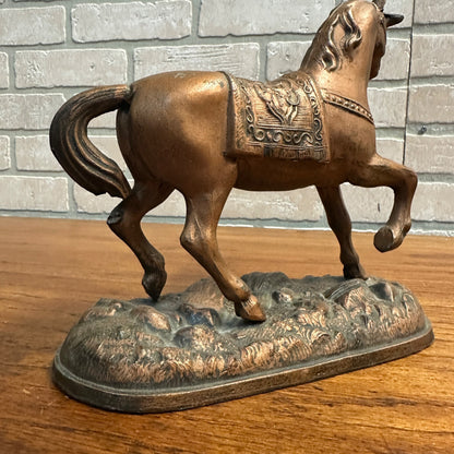 Antique Vintage Metal French Spelter Horse Statue Arabian Horse Clock Topper