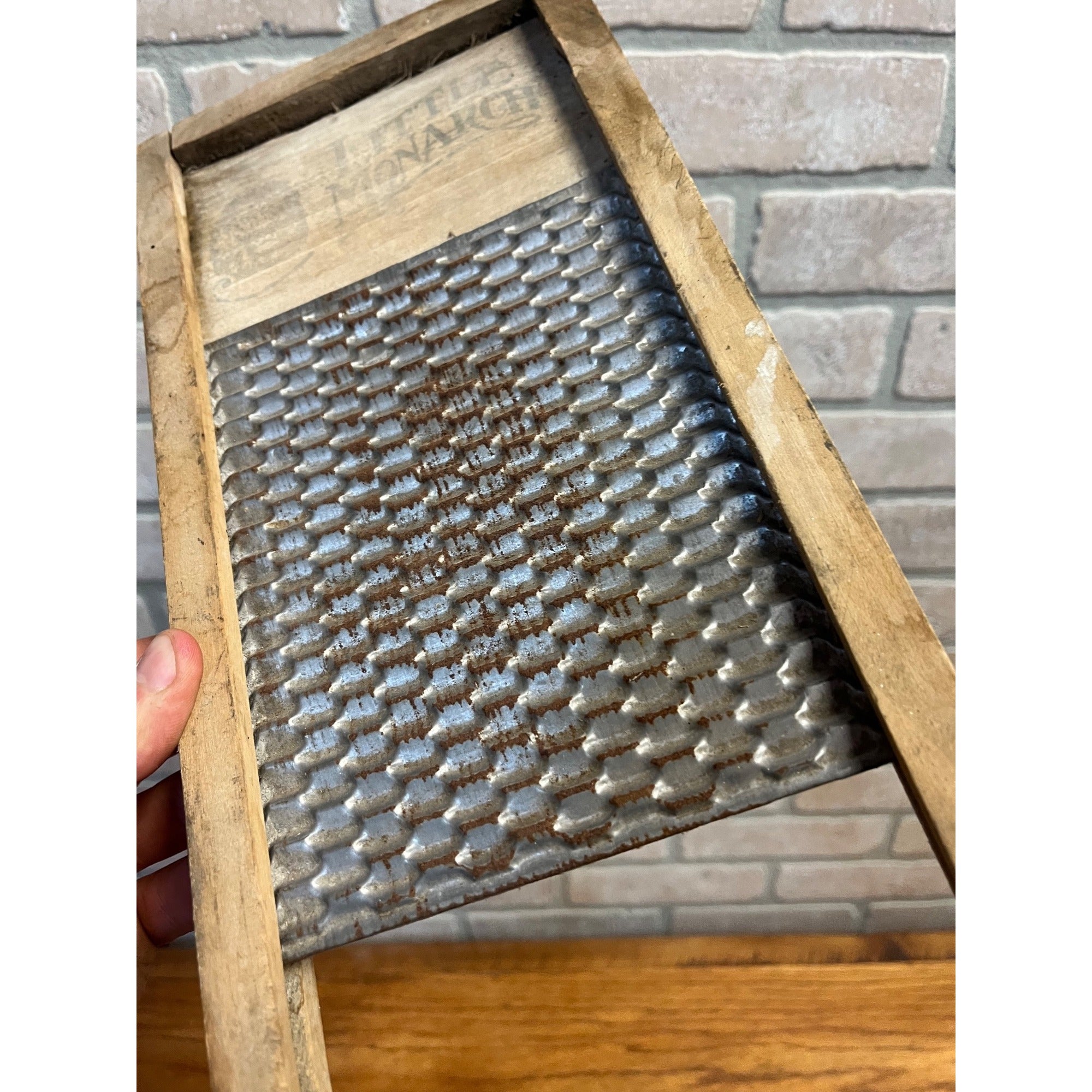 Antique Primitive 1920s Little Monarch Child's Wood & Tin Washboard Laundry Decor Farmhouse