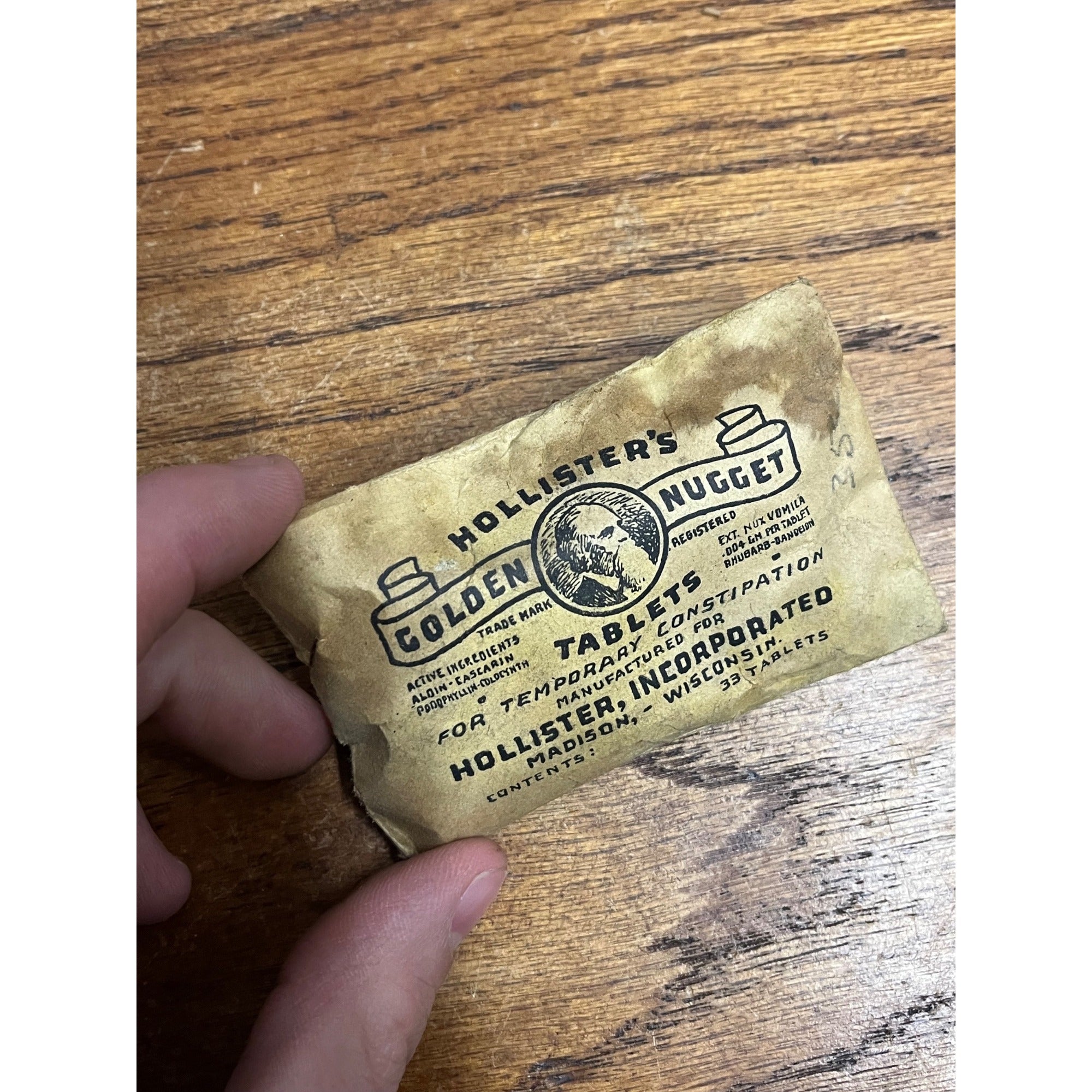 Vintage Hollister's Golden Nugget Tablets Hollister Drug Co Madison WI Package