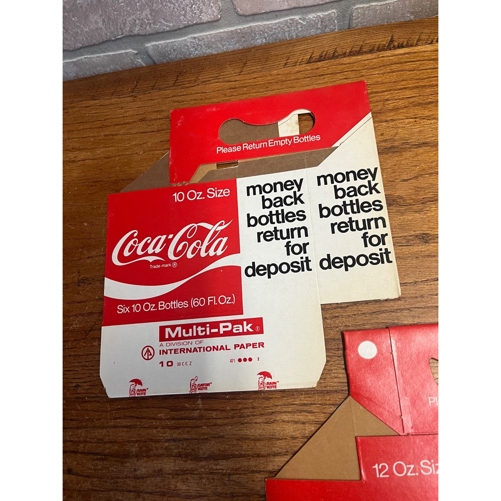 (2) Vintage 1960s Coca Cola NOS Soda Carrier Totes Advertising Bottle Carrier 10oz 12oz