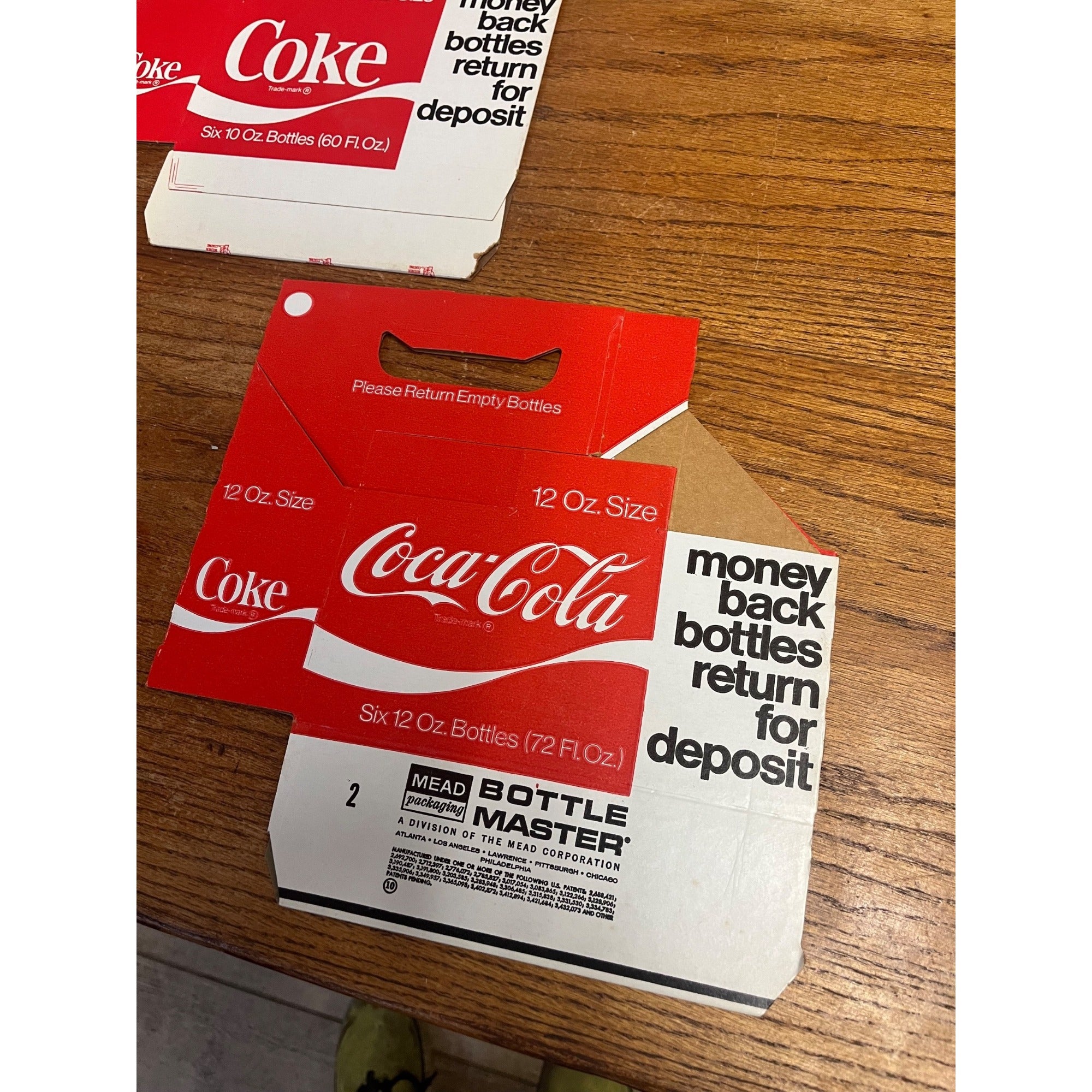 (2) Vintage 1960s Coca Cola NOS Soda Carrier Totes Advertising Bottle Carrier 10oz 12oz